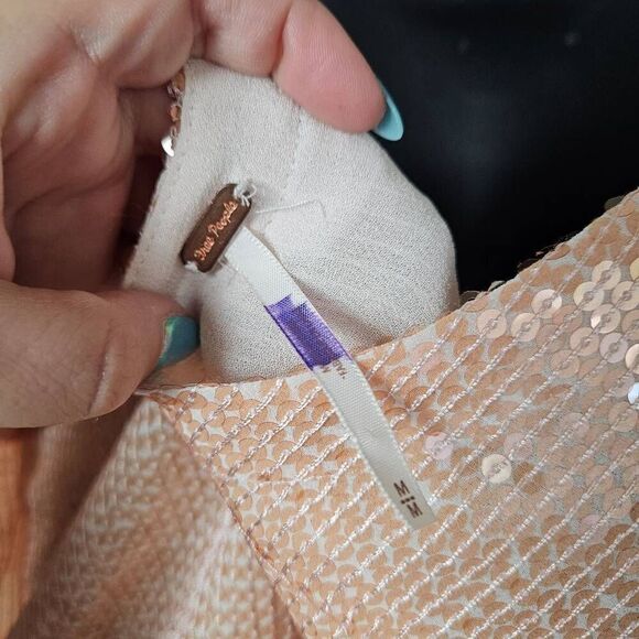 Free People Night Fever Peach Sequin Blouse - Picture 9 of 12